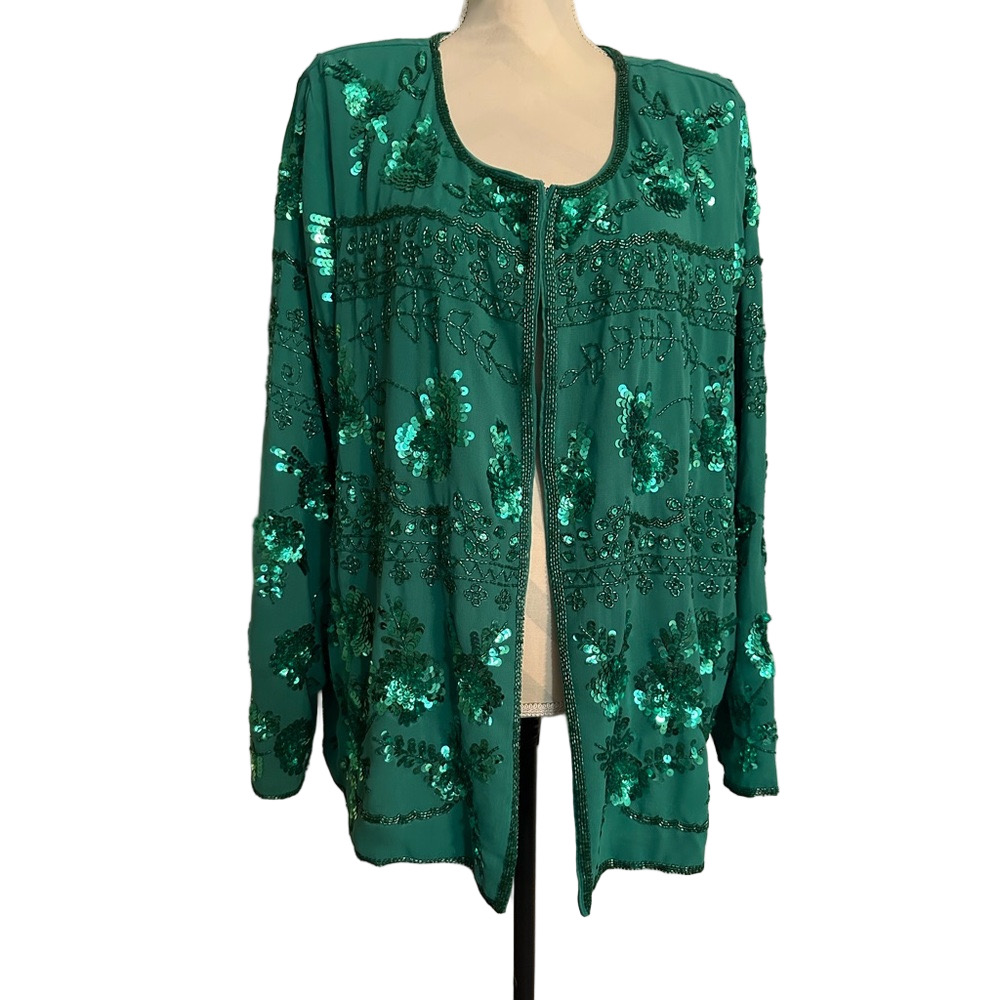 Emerald Green Sequin Embellished Jacket